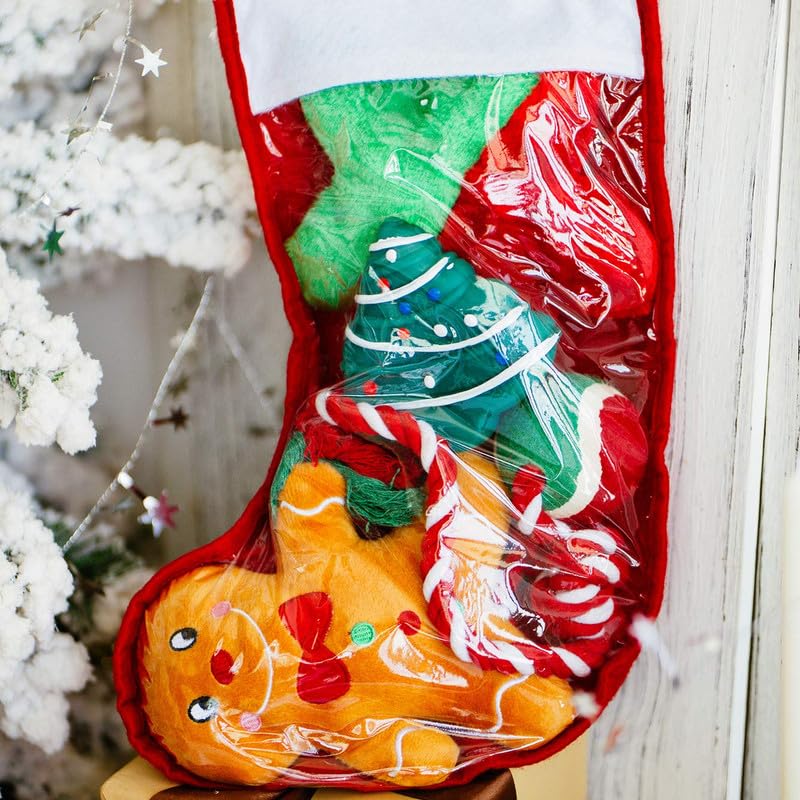 Highland Farms Select Christmas Dog Stocking Gifts Set - Festive Puppy Stocking Variety Pack with Squeaky Toy, Cotton Knotted Rope Toy - 5 Packs - Image 4